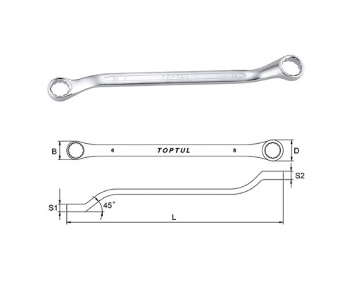 Ключ Toptul накидний (кут 45 °) 30х32мм (AAEH3032)