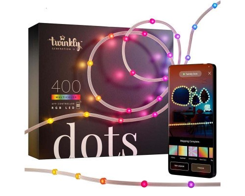 Гірлянда Twinkly Smart LED Dots Lights RGB 400 Gen II, IP44, 20м, прозорий (TWD400STP-TEU)