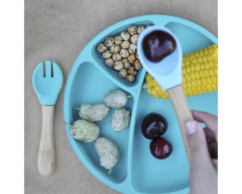 Набір дитячого посуду MinikOiOi Dig In ложка та виделка силіконові Mellow Yellow (101060059)