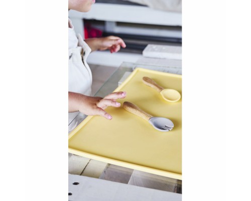 Набір дитячого посуду MinikOiOi Dig In ложка та виделка силіконові Mellow Yellow (101060059)