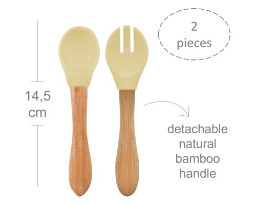 Набір дитячого посуду MinikOiOi Dig In ложка та виделка силіконові Mellow Yellow (101060059)