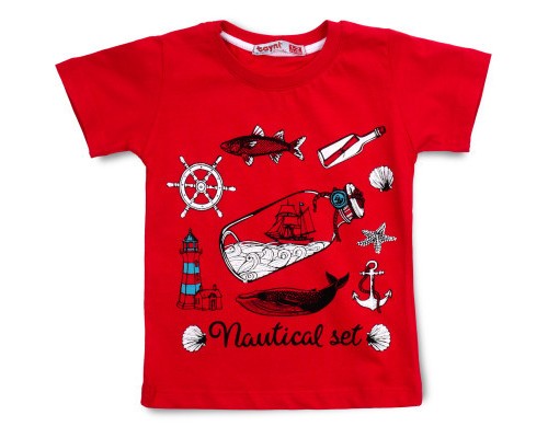 Футболка дитяча Haknur з морською тематикою (00975-80B-red)