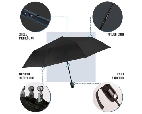 Парасоля Perletti Ombrelli promozionali Складана Автоматична Чорна (96007-01)