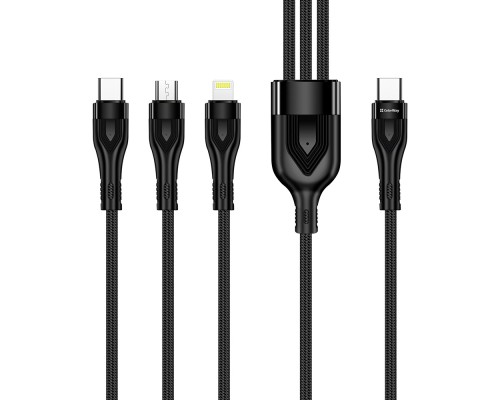 Дата кабель USB 2.0 AM to Lightning + Micro 5P + Type-C 1.2m 3.0A (PD60W data) Black ColorWay (CW-CBPDU3060-BK)