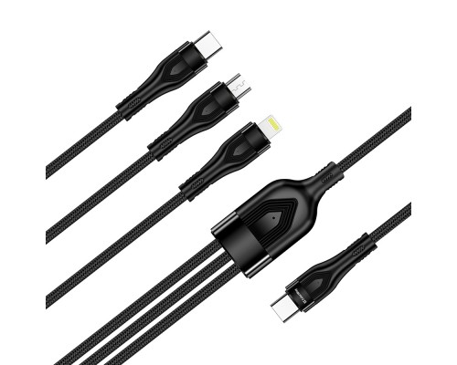 Дата кабель USB 2.0 AM to Lightning + Micro 5P + Type-C 1.2m 3.0A (PD60W data) Black ColorWay (CW-CBPDU3060-BK)