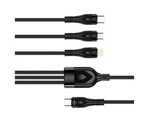 Дата кабель USB 2.0 AM to Lightning + Micro 5P + Type-C 1.2m 3.0A (PD60W data) Black ColorWay (CW-CBPDU3060-BK)