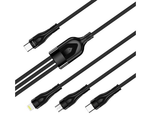 Дата кабель USB 2.0 AM to Lightning + Micro 5P + Type-C 1.2m 3.0A (PD60W data) Black ColorWay (CW-CBPDU3060-BK)