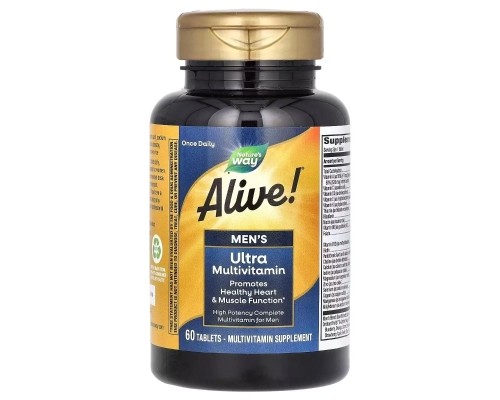 Мультивітамін Nature's Way Мультивітаміни ультра для Чоловіків, Alive! Men's Ultra Multivitamin, 60 (NWY-15685)