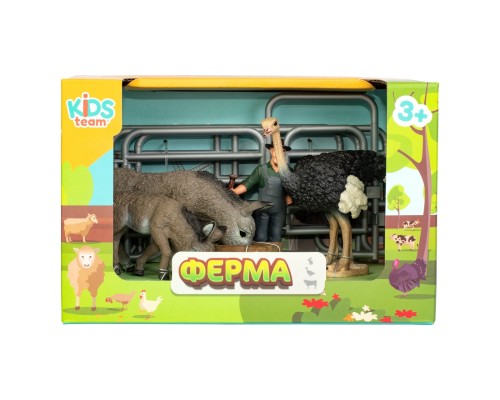 Фігурка Kids Team набір Ферма фермерка, індик, віслюк, ослик, ослятко (Q9899-X20_4)