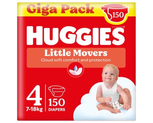 Підгузки Huggies Little Movers 4 (7-18 кг) M-pack, 150 шт (5029053583402)