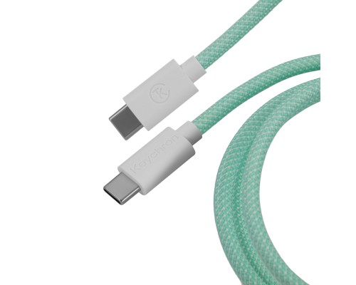 Дата кабель USB-C + USB A to USB-C 1.36m Coiled Aviator mint Keychron (CAB18_KEYCHRON)