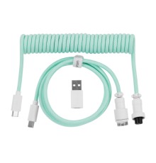 Дата кабель USB-C + USB A to USB-C 1.36m Coiled Aviator mint Keychron (CAB18_KEYCHRON)