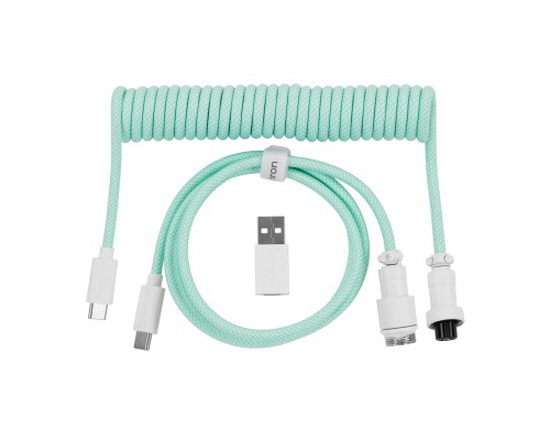 Дата кабель USB-C + USB A to USB-C 1.36m Coiled Aviator mint Keychron (CAB18_KEYCHRON)