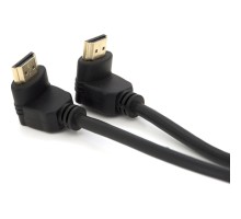 Кабель мультимедійний HDMI M to HDMI M 1.0m V1.4 90° corner black Merlion (YT-HDMI-1.0m/90°-90°)