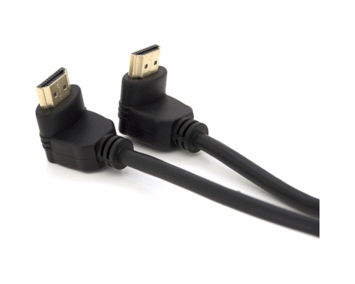 Кабель мультимедійний HDMI M to HDMI M 1.0m V1.4 90° corner black Merlion (YT-HDMI-1.0m/90°-90°)