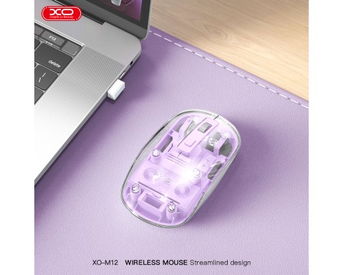 Мишка XO M12 Wireless Transparent/Pink (M12 Purple)