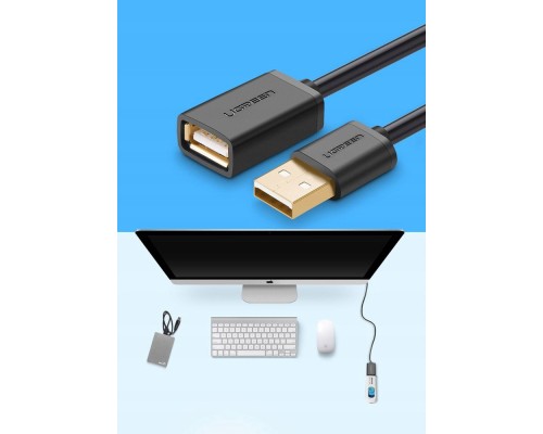 Дата кабель USB 2.0 AM/AF 0.5m US103 black Ugreen (10313)