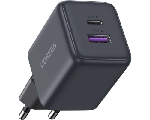 Зарядний пристрій UGREEN 1xUSB-C PD30W + 1xUSB QC3.0 GaN X516 gray (55539)