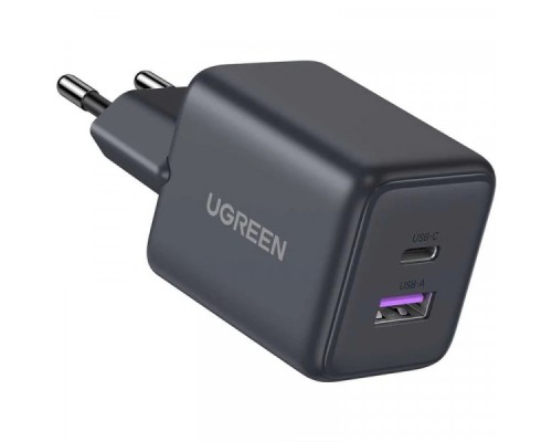 Зарядний пристрій UGREEN 1xUSB-C PD30W + 1xUSB QC3.0 GaN X516 gray (55539)