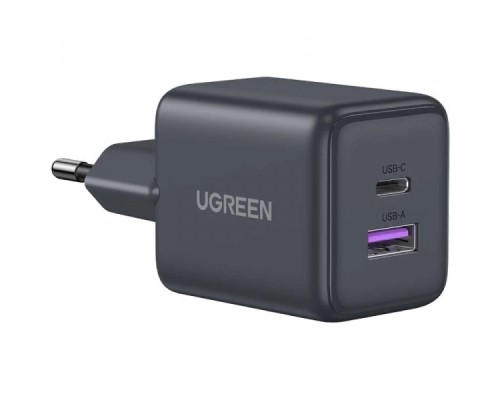Зарядний пристрій UGREEN 1xUSB-C PD30W + 1xUSB QC3.0 GaN X516 gray (55539)
