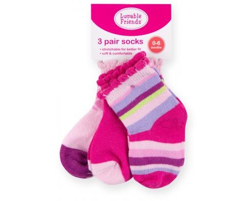 Шкарпетки дитячі Luvable Friends 3 пари кольорові, для дівчаток (23129.6-12 F) Шкарпетки дитячі Luvable Friends 3 пари кольорові, для дівчаток (23129.6-12 F)