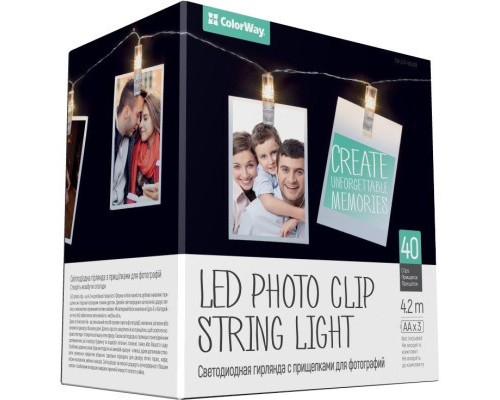 Гірлянда ColorWay 40 LED, 4.2м, з прищіпками (CW-LCP-40L42B)