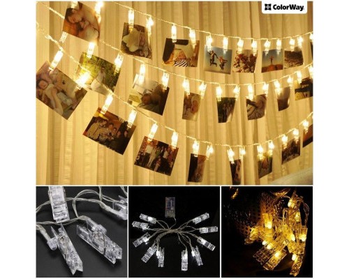 Гірлянда ColorWay 40 LED, 4.2м, з прищіпками (CW-LCP-40L42B)