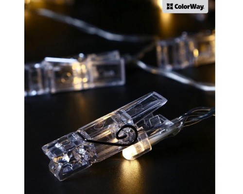 Гірлянда ColorWay 40 LED, 4.2м, з прищіпками (CW-LCP-40L42B)