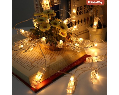 Гірлянда ColorWay 40 LED, 4.2м, з прищіпками (CW-LCP-40L42B)