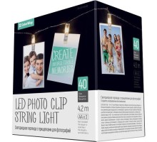 Гірлянда ColorWay 40 LED, 4.2м, з прищіпками (CW-LCP-40L42B)