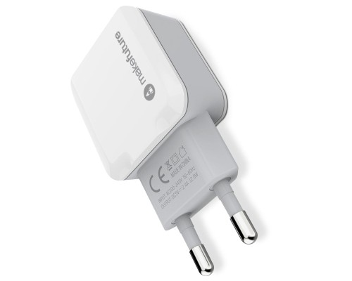 Зарядний пристрій MakeFuture 2 USB (2.4 A) White (MCW-21WH)
