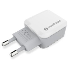 Зарядний пристрій MakeFuture 2 USB (2.4 A) White (MCW-21WH)