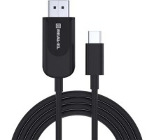 Дата кабель USB 2.0 AM to Type-C 1.0m Leather Premium black-silver REAL-EL (EL123500049)