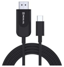 Дата кабель USB 2.0 AM to Type-C 1.0m Leather Premium black-silver REAL-EL (EL123500049)