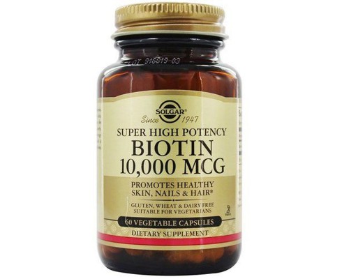 Вітамін Solgar Біотин (В7) 10 000 мкг, Biotin, 60 вегетаріанських капсул (SOL52387)