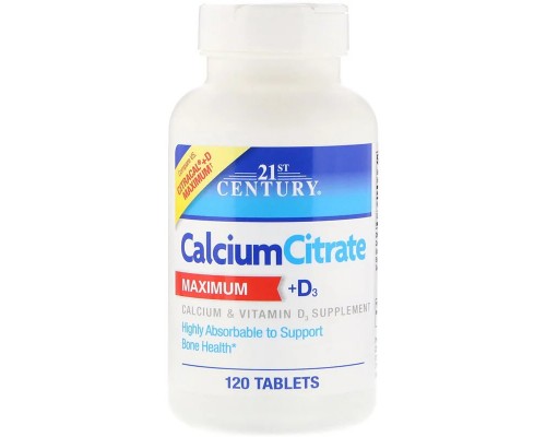 Вітамінно-мінеральний комплекс 21st Century Цитрат кальцію + D3, 120 таблеток (CEN-27493)