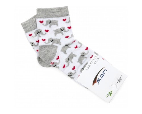 Шкарпетки дитячі UCS Socks зі слониками (M0C0101-2116-3B-white)