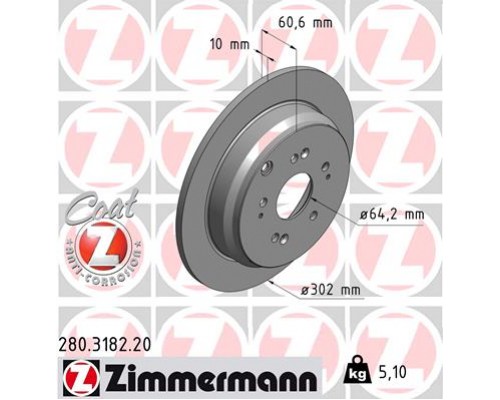 Гальмівний диск ZIMMERMANN 280.3182.20