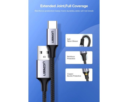 Дата кабель USB 2.0 AM to Type-C 1.5m US288 Aluminum Braid (Black) Ugreen (60127)