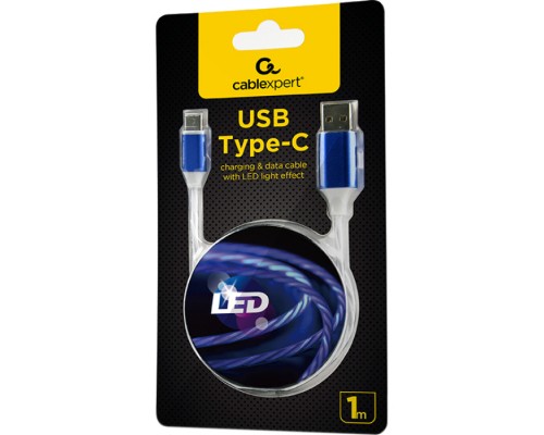 Дата кабель USB 2.0 AM to Type-C 1.0m 2A Cablexpert (CC-USB-CMLED-1M)