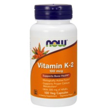 Вітамін Now Foods Вітамін К2 100 мкг, 100 вегетаріанських капсул (NOW-00990)