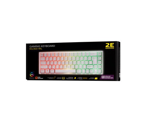 Клавіатура 2E GAMING KG360 RGB 68key Wireless White (2E-KG360UWT)