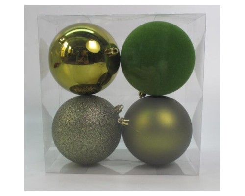 Ялинкова іграшка Novogod`ko 4 шт оливковий 10 см (974425)