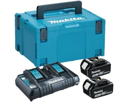 Набір акумулятор + зарядний пристрій Makita LXT BL1840 x 2шт (18В, 4Ah) + DC18RD, кейс Makpac 3 (197504-2)