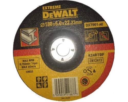 Круг зачистний DeWALT чорний/кольоровий метал, 180х6.0х22.23 мм (DX7961)