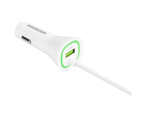Зарядний пристрій Modecom 1xUSB 2.4A + cable Lightning Royal KULL-03 white (ZT-MC-KULL-03)