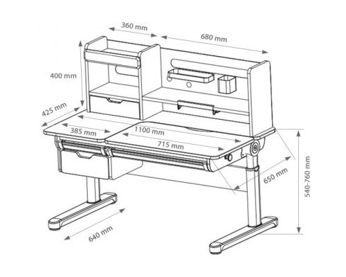 Парта FunDesk Pensare Grey (222397)