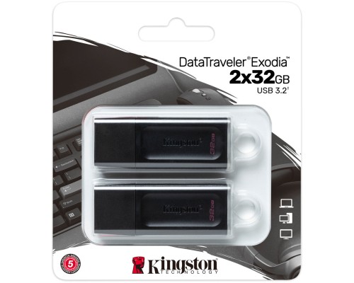 USB флеш накопичувач Kingston 2x32GB DataTraveler Exodia Black/White 2 Pieces USB 3.2 (DTX/32GB-2P)