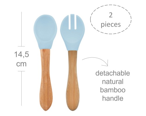 Набір дитячого посуду MinikOiOi Dig In ложка та виделка силіконові Mineral Blue (101060056)