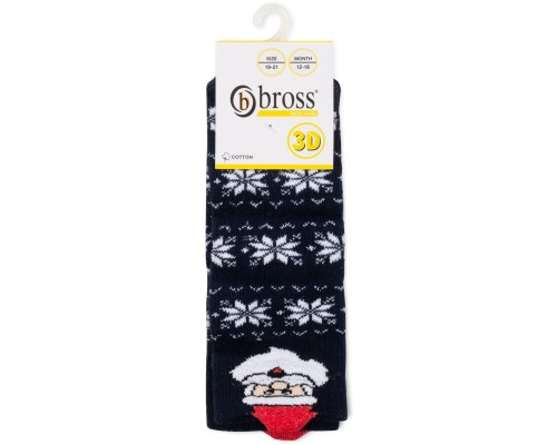 Шкарпетки дитячі Bross новорічні зі Святим Миколаєм (21248-6-12-blue)